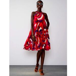 NEW NY & Company Halter Pleated Swing Mini Dress XL